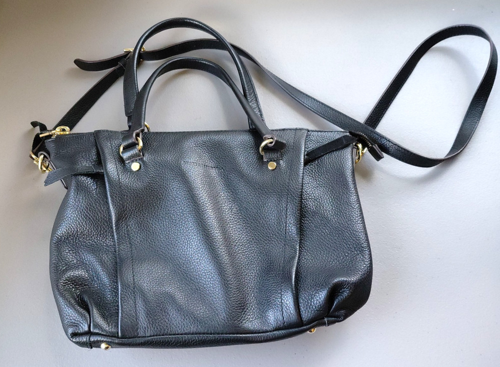 Aimee Kestenberg Leather Convertible Crossbody Handbag Black Leather Conceal